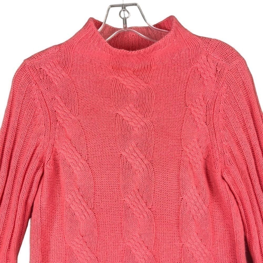 CHICOS Cashmere Sweater Small Pink Cable Knit Pullover